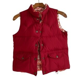 Red Puffer Vest American Eagle medium Reversible Floral cottagecore‎ Vintage